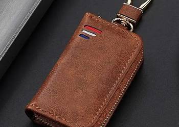 BRELOK ETUI NA KLUCZYKI SKÓRA NOWOCZESNY DESIGN BRĄZ