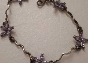 Bransoleta srebrna kwiatuszki