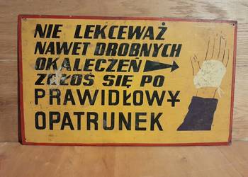 Stara tablica informacyjna BHP zakładowa zabytek PRL retro v