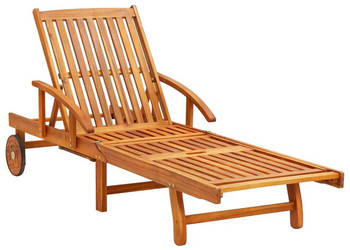 Leżaki z poduszkami i stolikiem 2 szt. lite drewno akacjowe WM-3077356