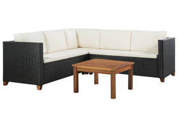 4-cz. zestaw wypoczynkowy do ogrodu poduszki rattan PE czarny WM-44107
