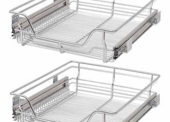 vidaXL Wysuwane kosze druciane, 2 szt., srebrne, 500 mm(SKU:50480)