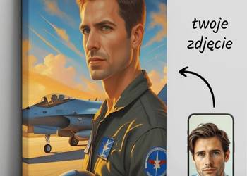 Obraz Portret na płótnie karykatura top gun maveric ze zdjęcia prezent