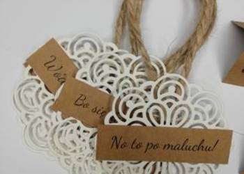 OSTATNIE 60x zawieszki na wódkę weselną boho kraft eko