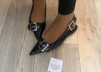 (40) Asos Design/ Czarne baleriny wieczorowe z odkrytą Pięta, Nowe