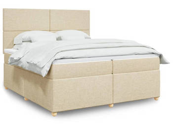 Łóżko kontynentalne z materacem kremowe tkanina 200x200 cm WM-3293685
