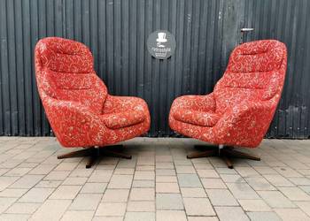Unikatowe fotele lounge- obrotowe, Swedfurn- Szwecja, lata 70 design