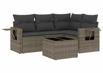 5-cz. zestaw wypoczynkowy do ogrodu poduszki szary rattan PE WM-3252457