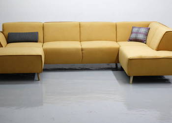 TRC Nowe Wielkie U narożnik rogówka kanapa kolor mango tkanina sofa SALON