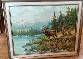 Oleodruk obrazu Ericha Dichtl "Stado jeleni"