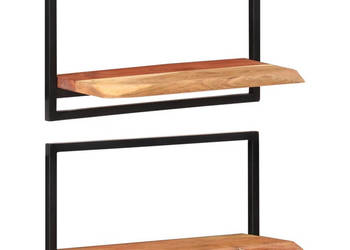 Półki ścienne 2 szt. 60x25x35 cm lite drewno akacjowe i stal WM-338459