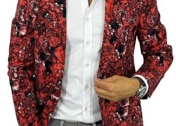 GIOVANNI PERA Marynarka męska D714 Czerwona lawa, casual, gorąca, impreza