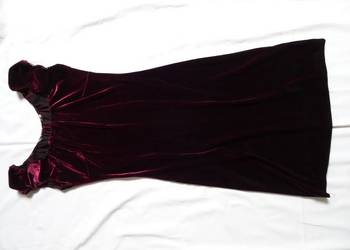 Elegancka Bordowa Sukienka Welurowa 34 36 Welur Elegancka Bordowa Sukienka Welurowa 34 36 Welur
