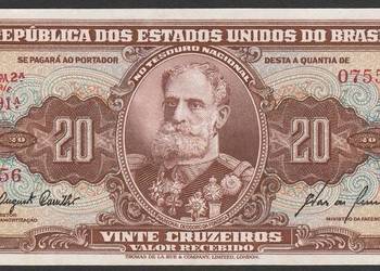 Brazylia 20 cruzeiros 1962 - da Fonseca - stan bankowy UNC