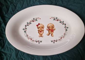 NOWY Półmisek talerz świąteczny Smukee, 31x20, 5;pierniczki porcelana