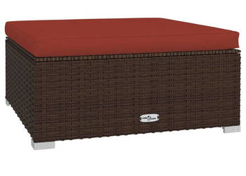 Podnóżek ogrodowy z poduszką brązowy 70x70x30 cm polirattan WM-317547