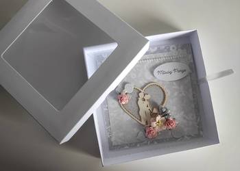 Kartka ręcznie robiona na Ślub z pudełkiem 4 Kartka ręcznie robiona na Ślub z pudełkiem 4