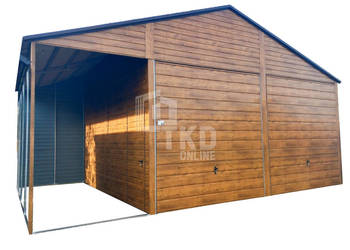 Garaż Blaszany 6x5 + wiata - 2x Brama -Podwyższenie TKD119