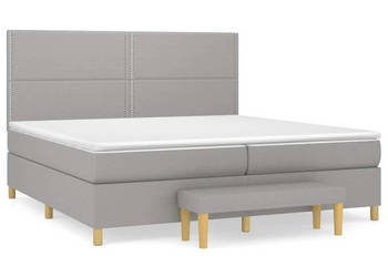 Łóżko kontynentalne z materacem jasnoszare tkanina 200x200 cm WM-3137101