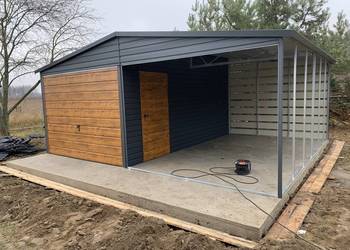 Garaż blaszany wiata Wzmocniony PROFILAMI. Producent SZYBKA REALIZACJA