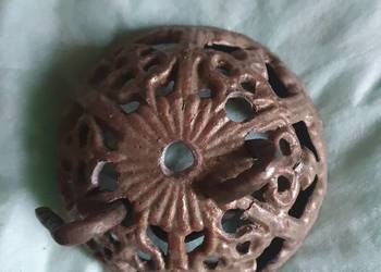 Osłona lampy wiszącej żyrandola antyk uszy żeliwo mosiądz klosz ażurowy