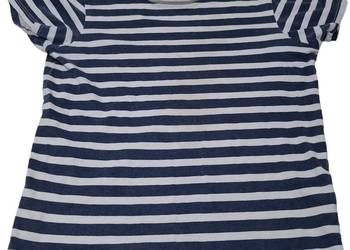 Koszulka chłopięca, krótki rękaw, T-shirt, Sinsay, 128, paski, biało-niebie