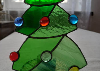 Witraż w kształcie choinki ozdoba świąteczna