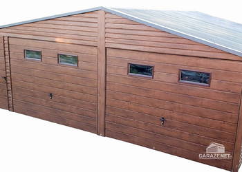 GARAŻ BLASZANY 7m x 6m DWUSPAD 2X BRAMA DRZWI 4X OKNO DREWNOPODOBNY GB273