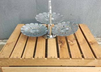 Elegancka metalowa patera 3-poziomowa | vintage | retro