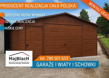 Garaż Blaszany Dwuspadowy / ORZECH  /Profil/ Imitacja Drewna  – Maj-Blach