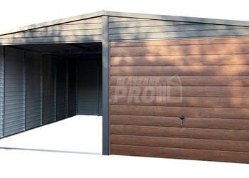 Garaż blaszany 6×6 m – 2x brama uchylna  antracyt GP744