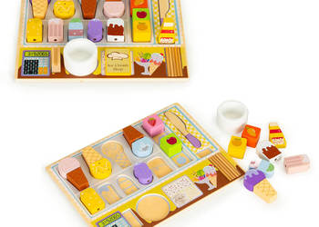 Drewniana tablica lodziarnia zestaw do lodów dla dzieci ECOTOYS
