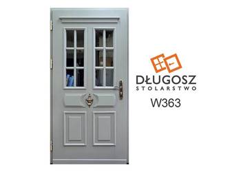 Drzwi DŁUGOSZ zewnętrzne szary cemen RAL7023 amerykańskie angielskie GOTOWE