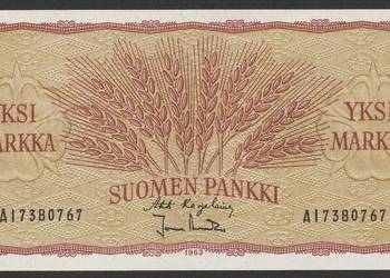 FINLANDIA 1 MARKKAA / MARKA 1963 - STAN BANKOWY UNC