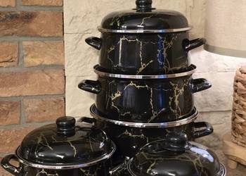 199 zł Garnki marmurkowe duże czarny marmur