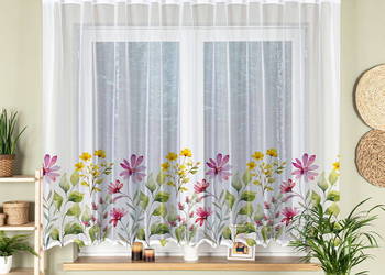 Nowa firana żakardowa w malowane kolorowe kwiaty 300x160 cm