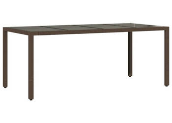 Stół ogrodowy ze szklanym blatem brąz 190x90x75cm polirattan WM-365593