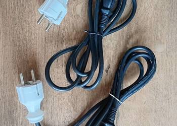 kabel przewód zasilający PC monitor drukarka, czarny, prosta biała wtyczka