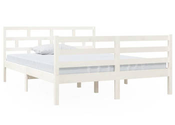 Rama łóżka biała lite drewno sosnowe 140x190 cm WM-3101264