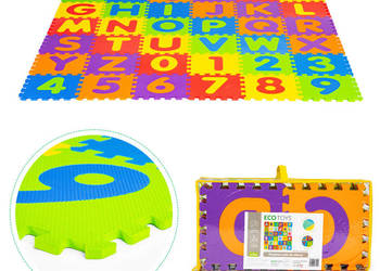 Duża mata piankowa EVA dla dzieci litery cyfry 178x178 cm 36 elementów ECO…