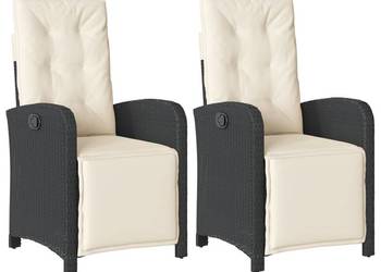 vidaXL Rozkładane fotele ogrodowe z podnóżkiem, 2 szt., czarne(SKU:365193)