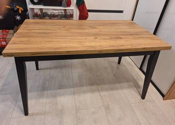 Stół loft rozkładany 80x140 czarny + dąb craft złoty