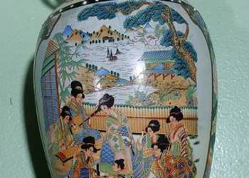 Stary wazon motyw japoński chiński lata 60-te wys 46cm