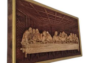 Drewniana Rzeźba 3D Ostatnia Wieczerza Obraz  Dekoracja Religijna