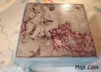 Pudełko decoupage/ prezenty ozdoby świąteczne rękodzieło pol