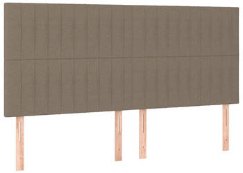 Zagłówek do łóżka z LED taupe 160x5x118/128 cm tkanina WM-3122672