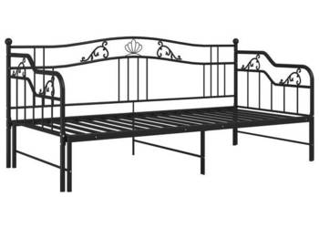 vidaXL Sofa z wysuwaną ramą łóżka, czarna, metalowa,(SKU:324764)