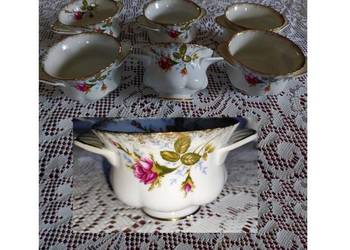 bulionówka porcelanowa Chodzieź Iwona złota róża 6 sztuk
