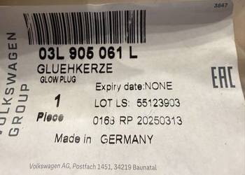Świeca żarowa OE 03L905061L