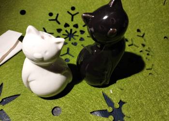 ceramika koty solniczki biało-czarne Nowe